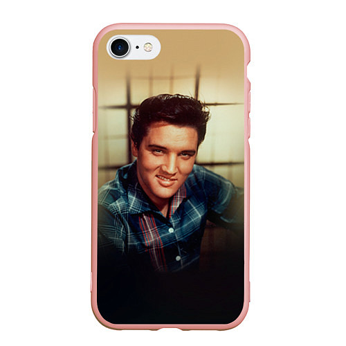 Чехол iPhone 7/8 матовый Элвис Пресли / 3D-Светло-розовый – фото 1