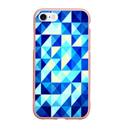Чехол iPhone 7/8 матовый Синяя геометрия, цвет: 3D-светло-розовый