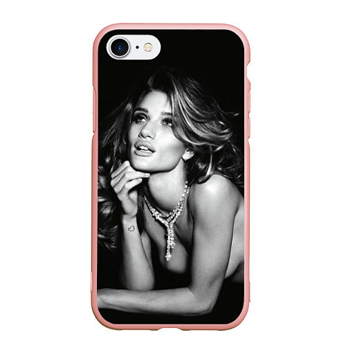 Чехол iPhone 7/8 матовый Девушка в ожерелье / 3D-Светло-розовый – фото 1