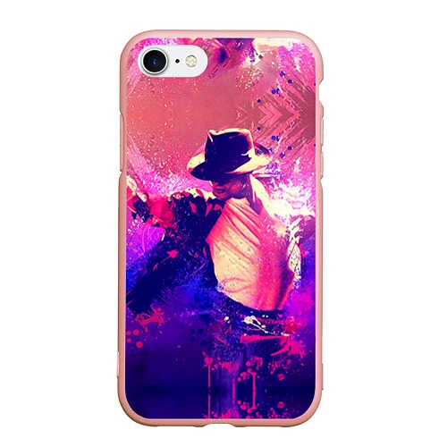 Чехол iPhone 7/8 матовый Michael Jackson: Moon / 3D-Светло-розовый – фото 1
