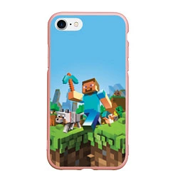 Чехол iPhone 7/8 матовый Minecraft Summer, цвет: 3D-светло-розовый