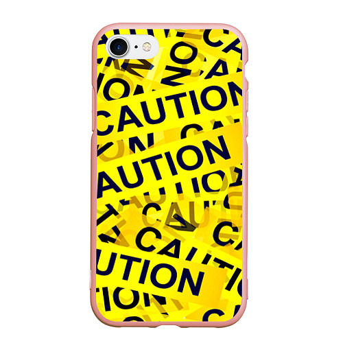 Чехол iPhone 7/8 матовый Caution / 3D-Светло-розовый – фото 1