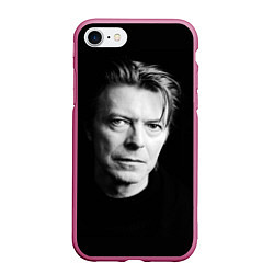 Чехол iPhone 7/8 матовый David Bowie: Black Face, цвет: 3D-малиновый