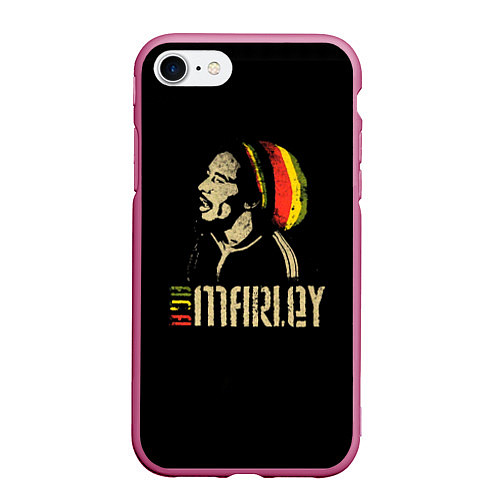 Чехол iPhone 7/8 матовый Bob Marley / 3D-Малиновый – фото 1