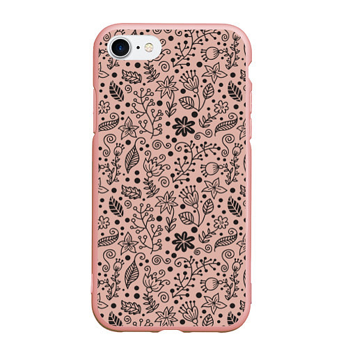 Чехол iPhone 7/8 матовый Цветочки-травушки / 3D-Светло-розовый – фото 1