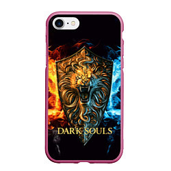 Чехол iPhone 7/8 матовый Dark Souls: Lion Shield, цвет: 3D-малиновый