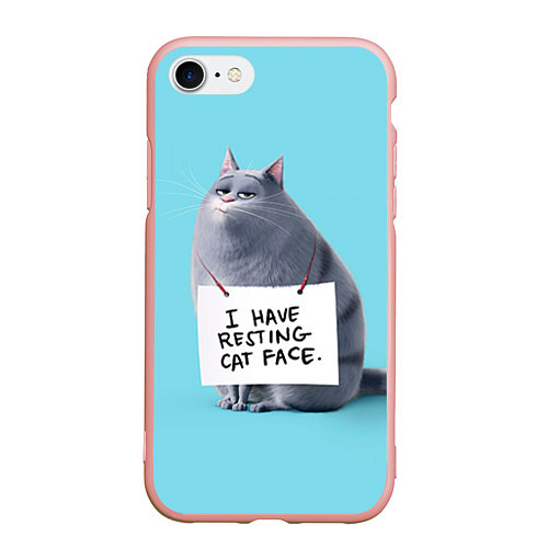 Чехол iPhone 7/8 матовый I have resing cat face / 3D-Светло-розовый – фото 1