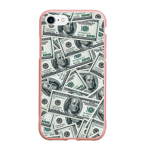 Чехол iPhone 7/8 матовый Банкноты / 3D-Светло-розовый – фото 1