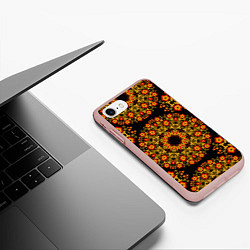 Чехол iPhone 7/8 матовый Хохлома Роспись, цвет: 3D-светло-розовый — фото 2