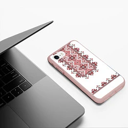 Чехол iPhone 7/8 матовый Вышивка 41, цвет: 3D-светло-розовый — фото 2