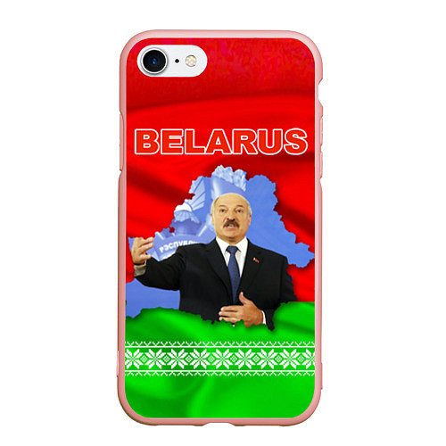 Чехол iPhone 7/8 матовый Беларусь - Александр Лукашенко / 3D-Светло-розовый – фото 1