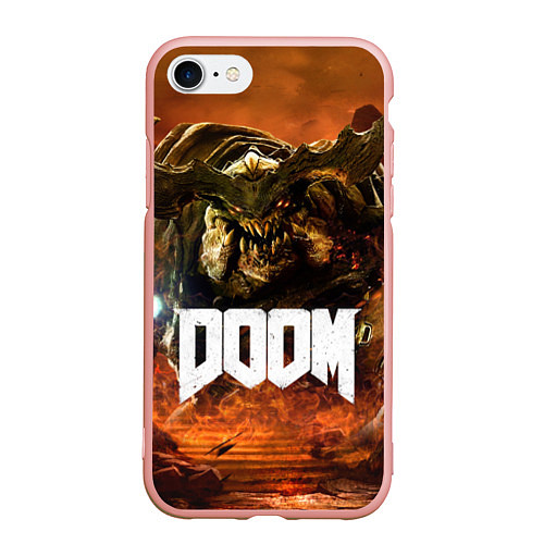 Чехол iPhone 7/8 матовый DOOM 4: Hell Cyberdemon / 3D-Светло-розовый – фото 1