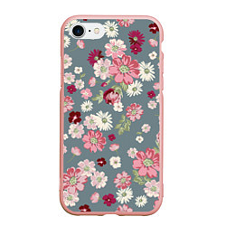 Чехол iPhone 7/8 матовый Цветочки, цвет: 3D-светло-розовый