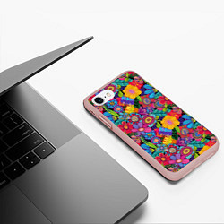 Чехол iPhone 7/8 матовый Яркие цветы, цвет: 3D-светло-розовый — фото 2
