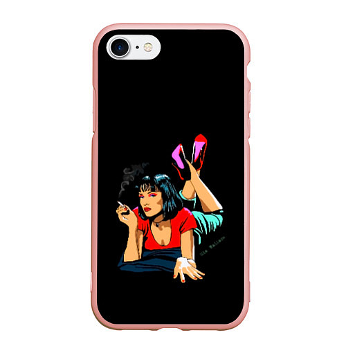 Чехол iPhone 7/8 матовый Pulp Fiction: Mia Wallace / 3D-Светло-розовый – фото 1