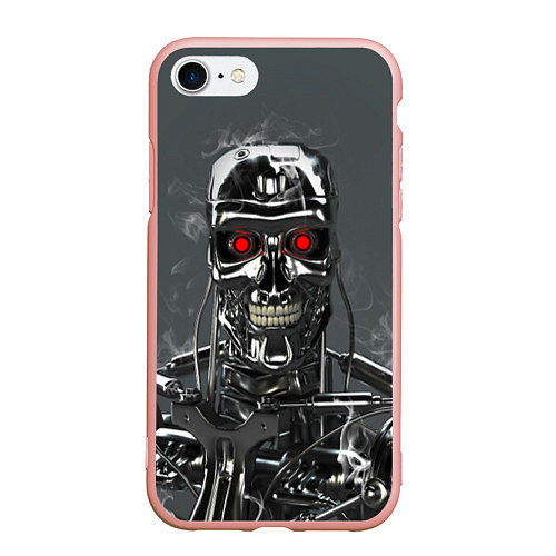 Чехол iPhone 7/8 матовый Скелет Терминатора / 3D-Светло-розовый – фото 1