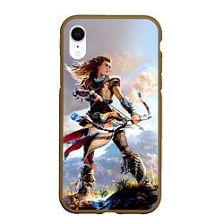 Чехол iPhone XR матовый HZD 4, цвет: 3D-коричневый