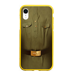 Чехол iPhone XR матовый Униформа солдата, цвет: 3D-желтый