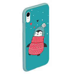 Чехол iPhone XR матовый Пингвинчик, цвет: 3D-мятный — фото 2