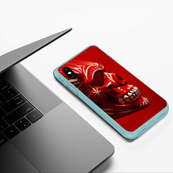 Чехол iPhone XS Max матовый Красный череп, цвет: 3D-мятный — фото 2