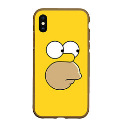 Чехол iPhone XS Max матовый Лицо Гомера, цвет: 3D-коричневый