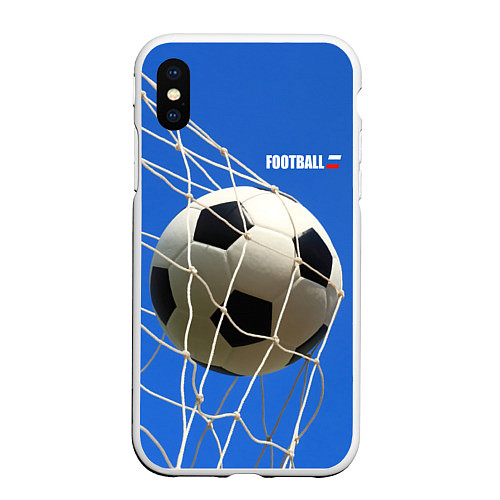 Чехол iPhone XS Max матовый Футбол - гол / 3D-Белый – фото 1