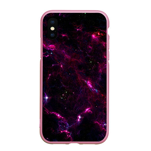 Чехол iPhone XS Max матовый Космос / 3D-Розовый – фото 1