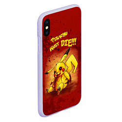 Чехол iPhone XS Max матовый Pikachu must die!, цвет: 3D-светло-сиреневый — фото 2