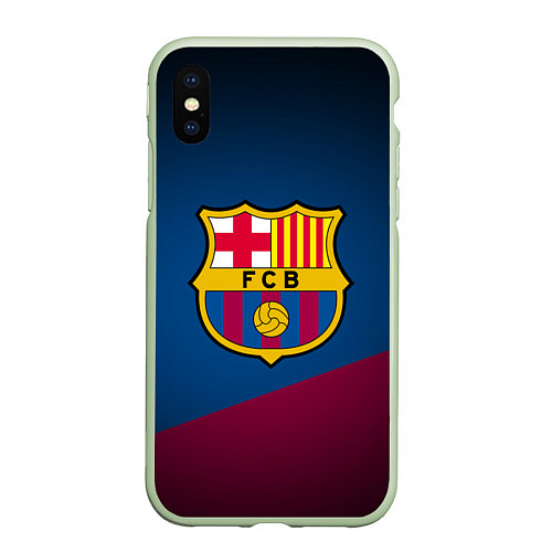 Чехол iPhone XS Max матовый FCB Barcelona / 3D-Салатовый – фото 1