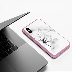 Чехол iPhone XS Max матовый Белая сакура, цвет: 3D-розовый — фото 2