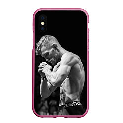 Чехол iPhone XS Max матовый Conor McGregor: Mono, цвет: 3D-малиновый