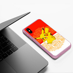 Чехол iPhone XS Max матовый Pikachu, цвет: 3D-розовый — фото 2