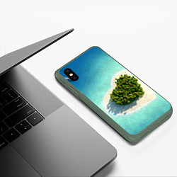 Чехол iPhone XS Max матовый Остров, цвет: 3D-темно-зеленый — фото 2