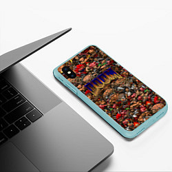 Чехол iPhone XS Max матовый DOOM: Pixel Monsters, цвет: 3D-мятный — фото 2
