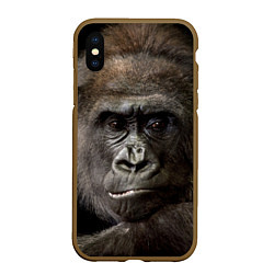Чехол iPhone XS Max матовый Глаза гориллы, цвет: 3D-коричневый