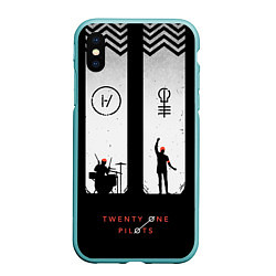 Чехол iPhone XS Max матовый Twenty One Pilots: Lines, цвет: 3D-мятный