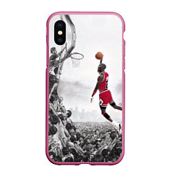 Чехол iPhone XS Max матовый Michael Jordan NBA, цвет: 3D-малиновый