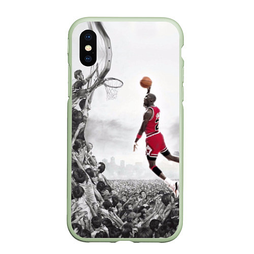 Чехол iPhone XS Max матовый Michael Jordan NBA / 3D-Салатовый – фото 1