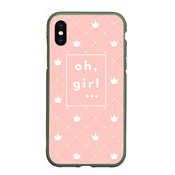 Чехол iPhone XS Max матовый Oh, girl, цвет: 3D-темно-зеленый