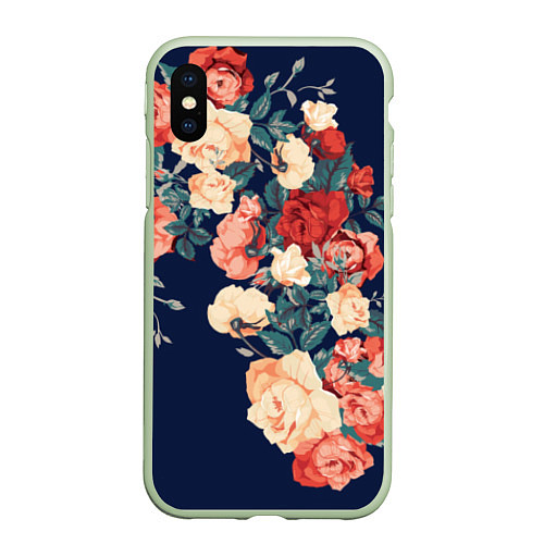 Чехол iPhone XS Max матовый Fashion flowers / 3D-Салатовый – фото 1