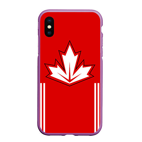 Чехол iPhone XS Max матовый Сборная Канады: домашняя форма / 3D-Фиолетовый – фото 1