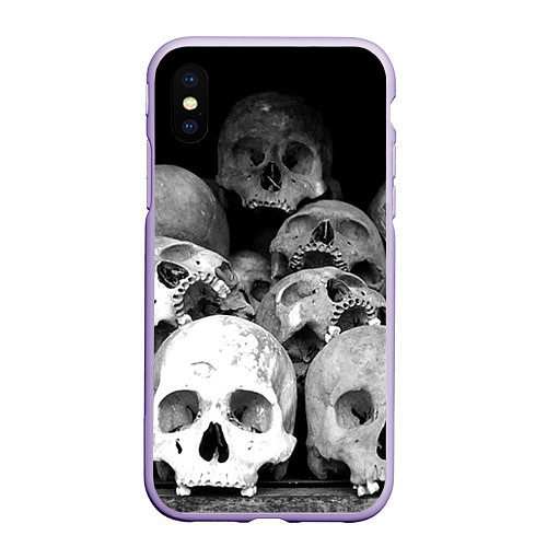 Чехол iPhone XS Max матовый Черепа / 3D-Светло-сиреневый – фото 1