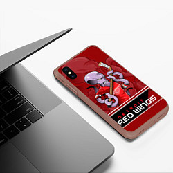 Чехол iPhone XS Max матовый Detroit Red Wings, цвет: 3D-коричневый — фото 2