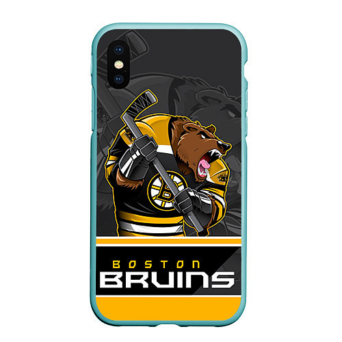 Чехол iPhone XS Max матовый Boston Bruins / 3D-Мятный – фото 1