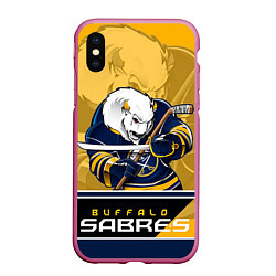 Чехол iPhone XS Max матовый Buffalo Sabres, цвет: 3D-малиновый