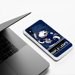 Чехол iPhone XS Max матовый Toronto Maple Leafs, цвет: 3D-белый — фото 2