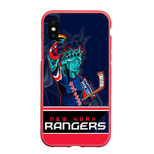 Чехол iPhone XS Max матовый New York Rangers / 3D-Красный – фото 1