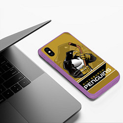 Чехол iPhone XS Max матовый Pittsburgh Penguins, цвет: 3D-фиолетовый — фото 2