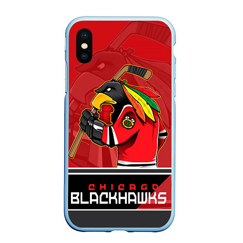 Чехол iPhone XS Max матовый Chicago Blackhawks / 3D-Голубой – фото 1