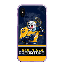 Чехол iPhone XS Max матовый Nashville Predators, цвет: 3D-сиреневый